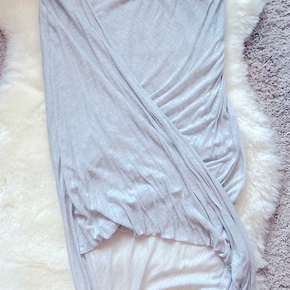 Zara asymmetric super soft cotton draped skirt Light grey